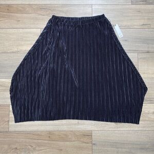 Oli Viv‎ Womens Raw Hem Pleated Pull-On Skirt Size Large Black